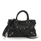 Balenciaga Agneau Arena Storico Silver Hardware Small Le City Black