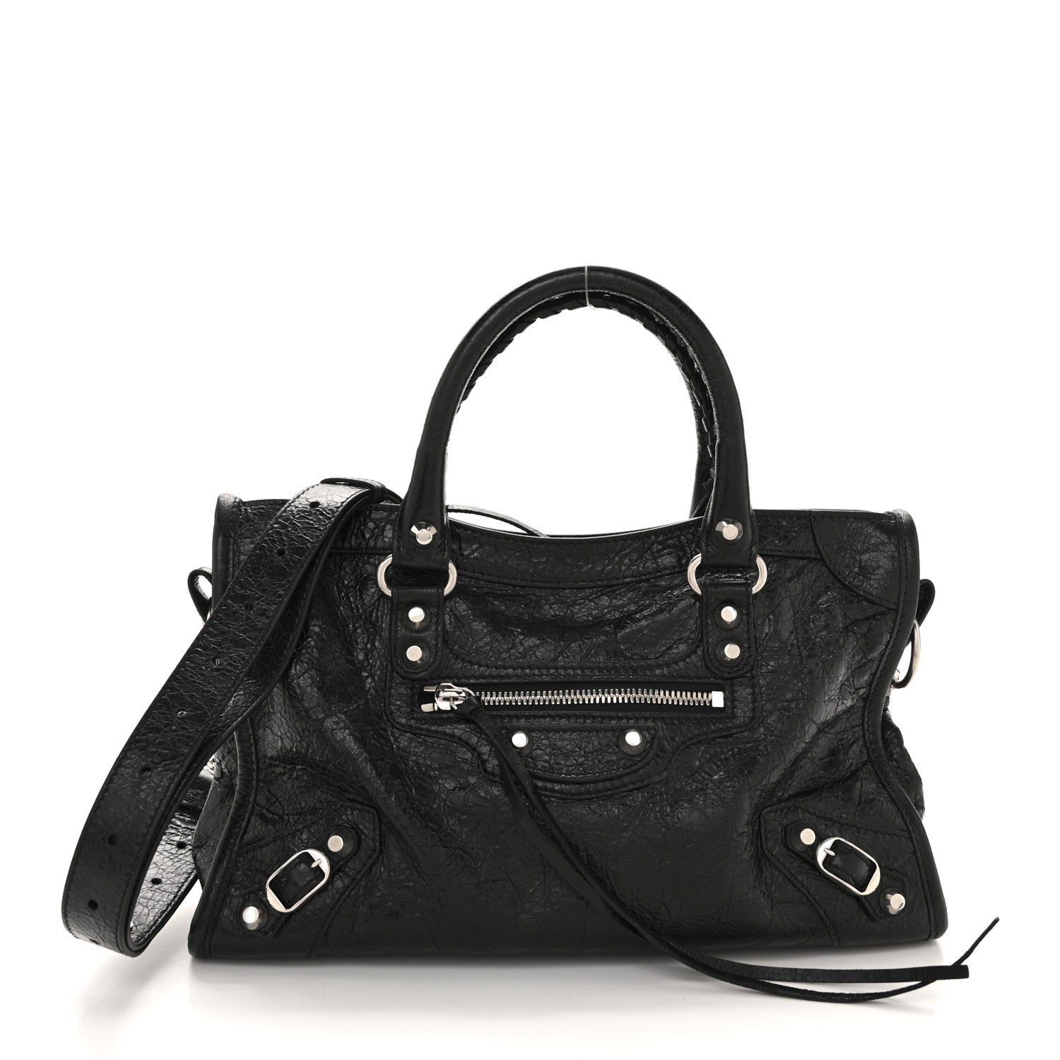 Balenciaga Agneau Arena Storico Silver Hardware Small Le City Black