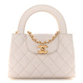 Chanel Shiny Aged Calfskin Quilted Nano Kelly Shopper White