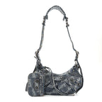 Balenciaga Denim BB Monogram Le Cagole Shoulder Bag XS Blue