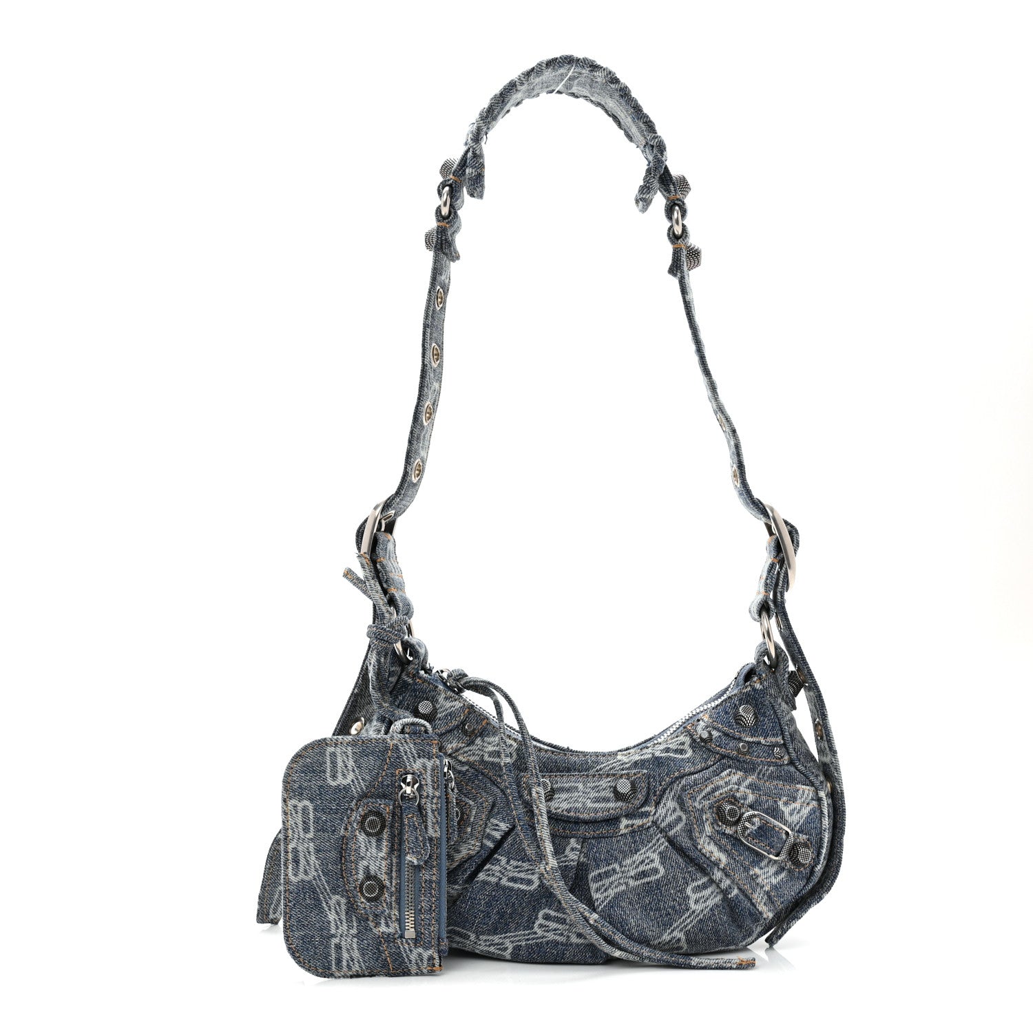 Balenciaga Denim BB Monogram Le Cagole Shoulder Bag XS Blue