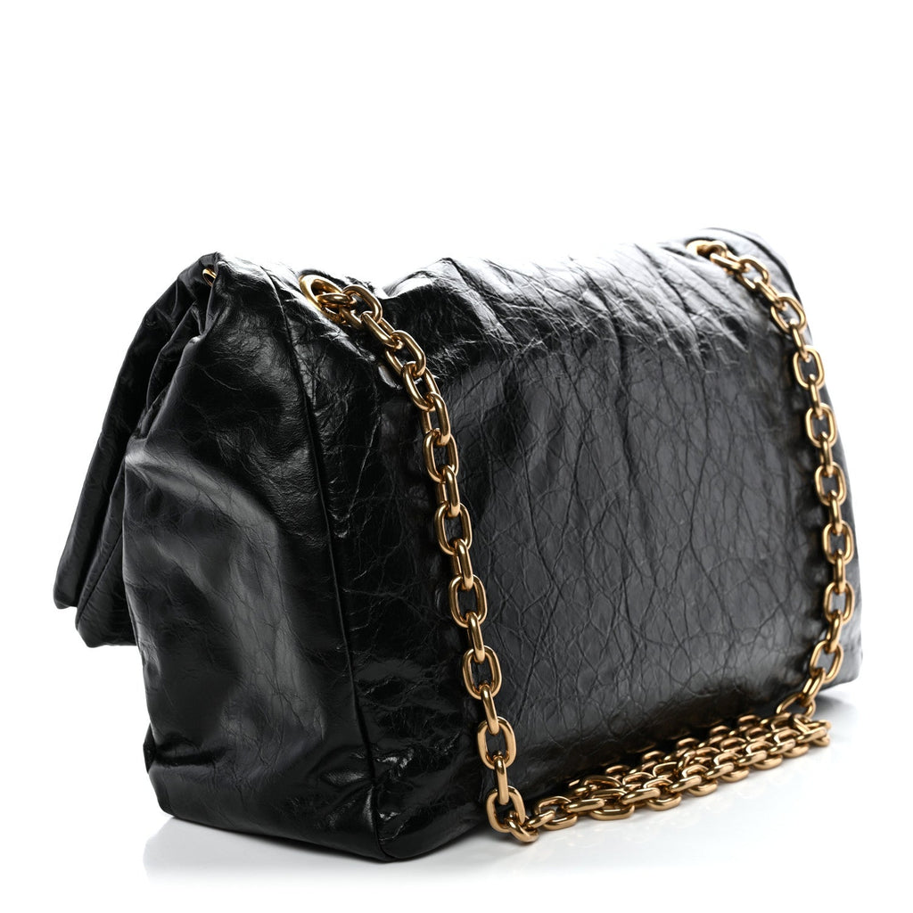 Balenciaga Arena Calfskin Medium Monaco Chain Shoulder Bag Black