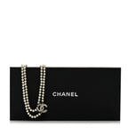 Chanel Pearl Crystal Lambskin CC Long Necklace Gold Black