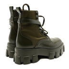 Prada Spazzolato Rois Re-Nylon Metal Triangle Logo Monolith Pouch Pocket 55mm Boots 41 Militare
