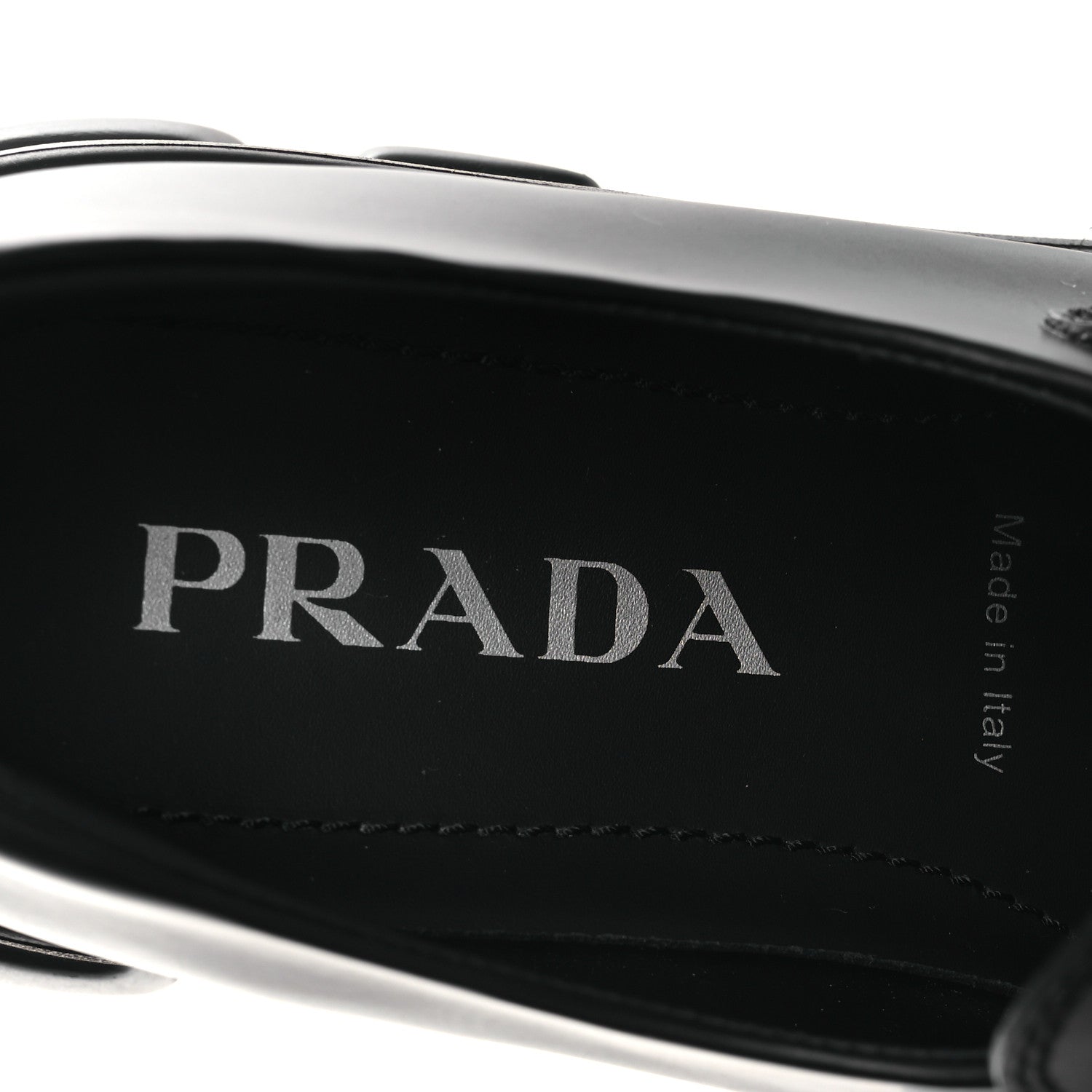 Prada Spazzolato Rois Metal Triangle Logo Monolith 55mm Loafers 39 Black