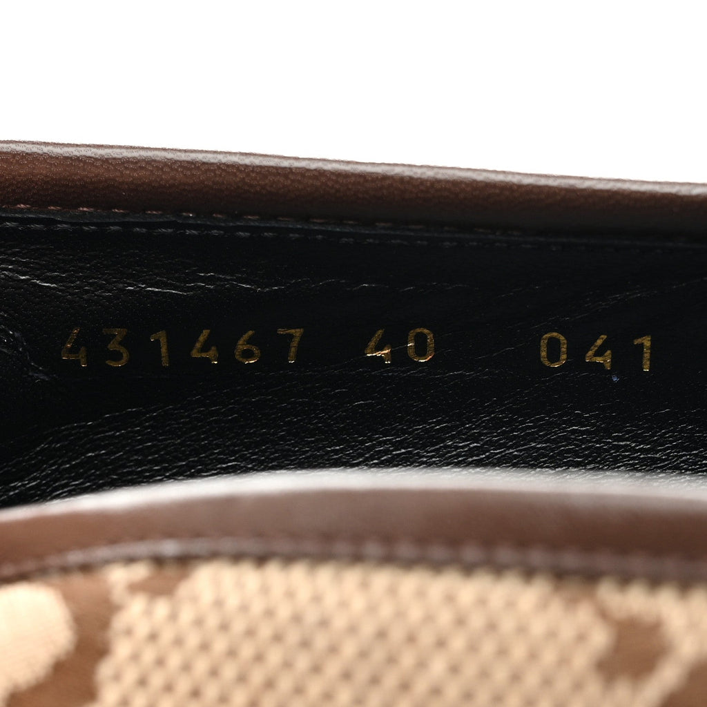Gucci Monogram Jumbo GG Malaga Kid Horsebit Womens Jordaan Loafers 40 Camel Ebony New Acero Beige