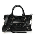 Balenciaga Agneau Arena Storico Silver Hardware Small Le City Black