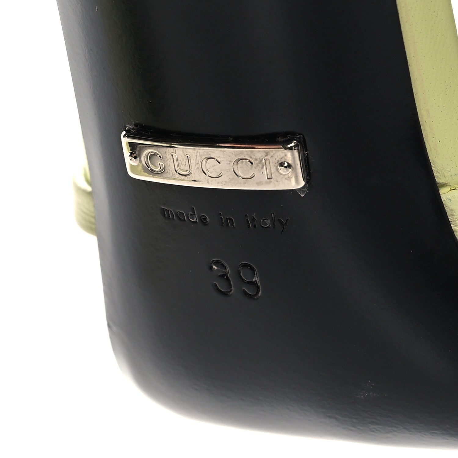Gucci Nappa Charlotte GG Ankle Strap High Heel Sandals 39 Pistachio Green