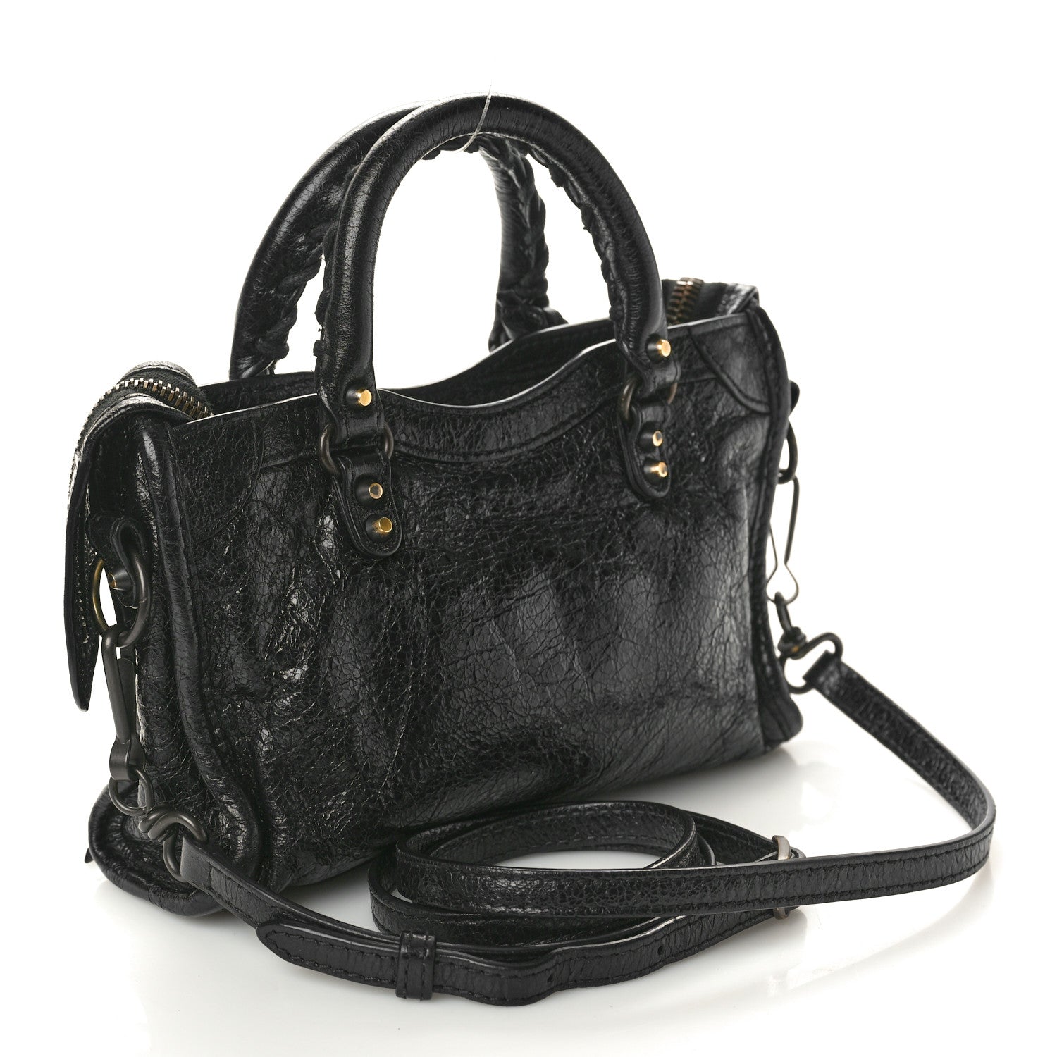 Balenciaga Agneau Classic Gold Hardware Nano City Black