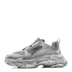 Balenciaga Fabric Mesh Dyed Mens Triple S Sneakers 45 Grey