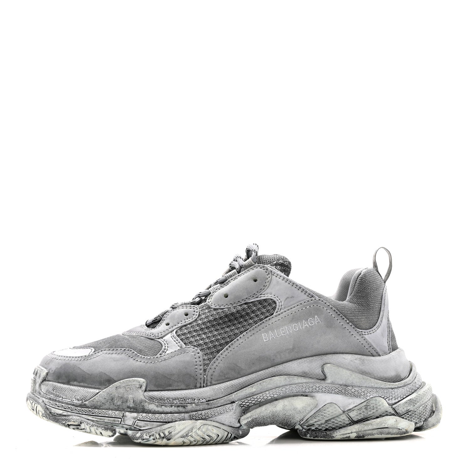 Balenciaga Fabric Mesh Dyed Mens Triple S Sneakers 45 Grey