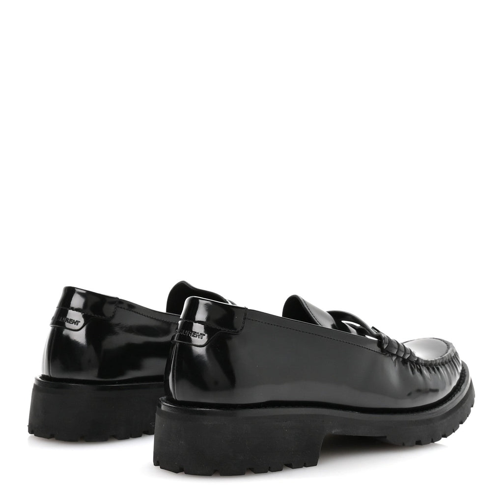 Saint Laurent Glazed Calfskin Le Loafer 15 Penny Slippers 39 Black