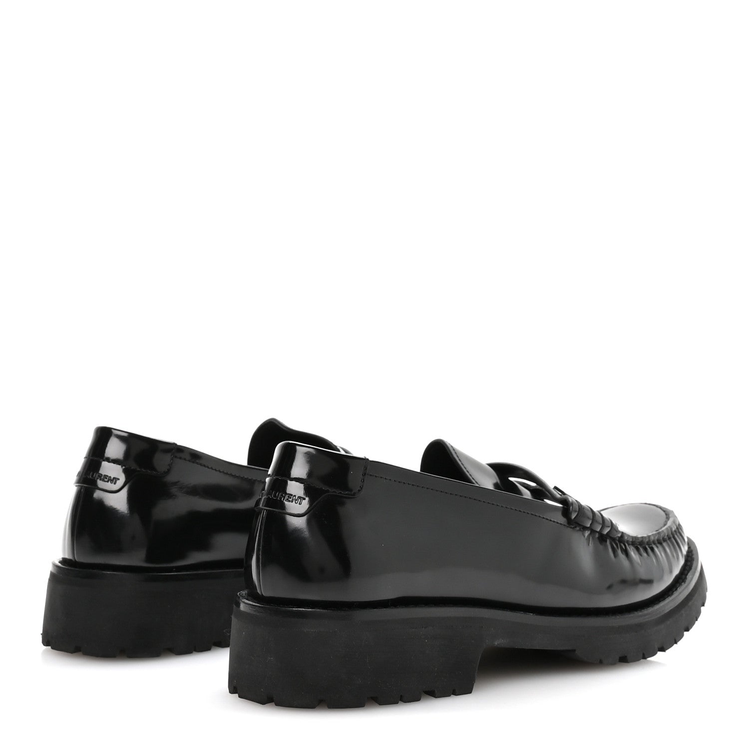 Saint Laurent Glazed Calfskin Le Loafer 15 Penny Slippers 39 Black