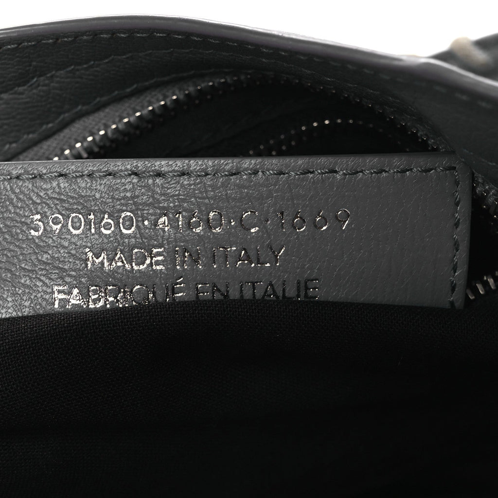Balenciaga Chevre Silver Metallic Edge Hardware Mini City Bleu Acier
