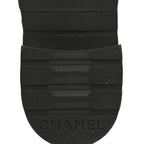 Chanel Shiny Goatskin Calfskin Quilted Lace Up Combat Boots 36.5 Black