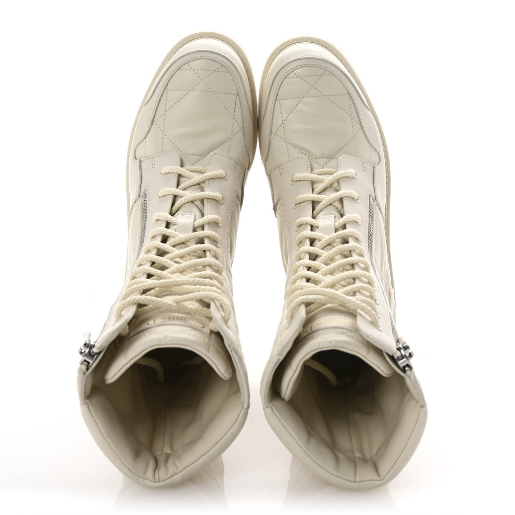 Christian Dior Calfskin Cannage D-Leader Ankle Boots 39.5 White