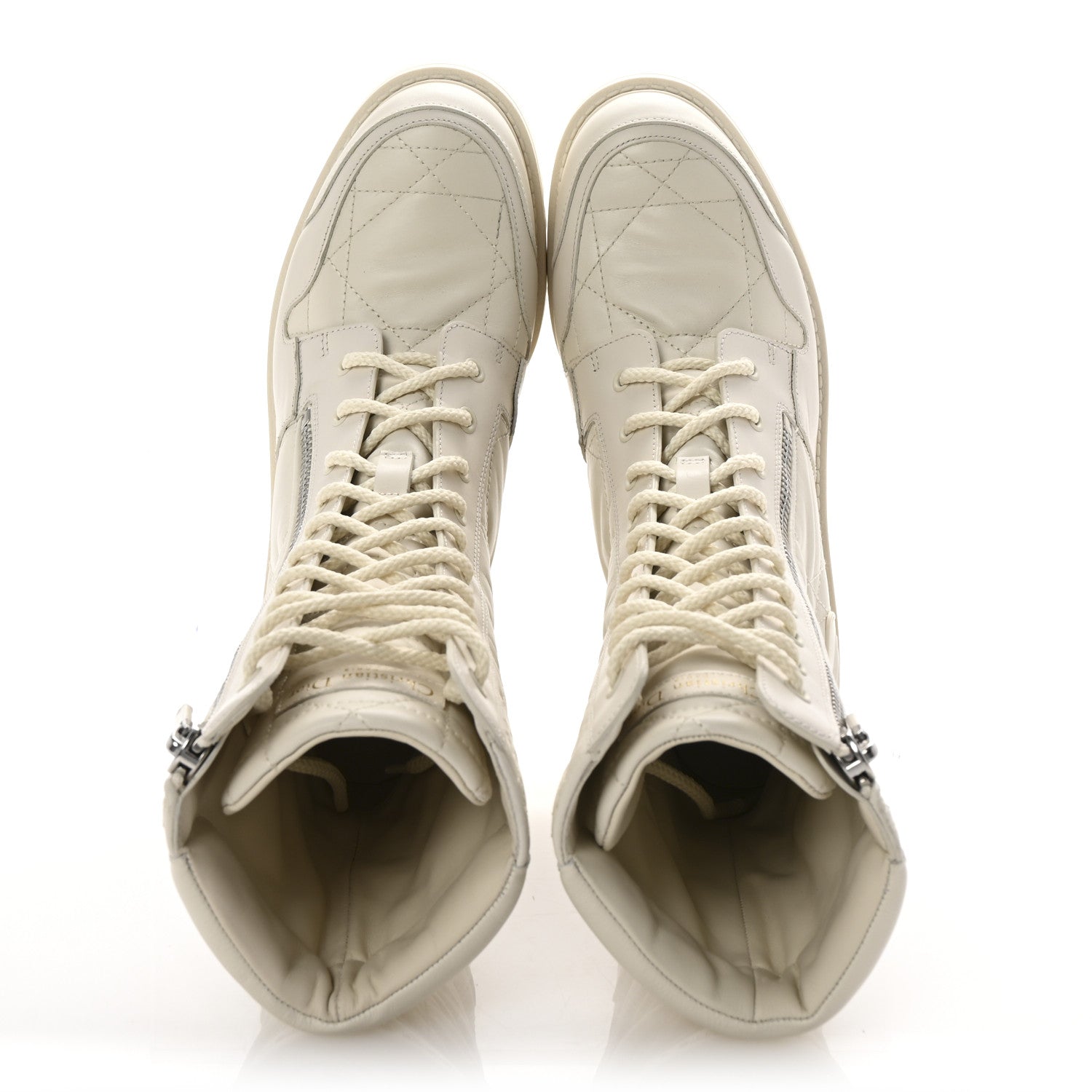 Christian Dior Calfskin Cannage D-Leader Ankle Boots 39.5 White