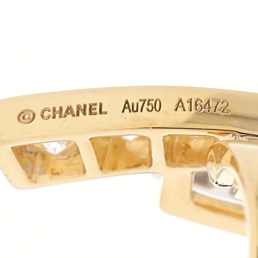 Chanel 18K Yellow White Gold Diamond Etoile Filante Earrings