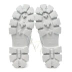Prada Spazzolato Rois Re-Nylon Metal Triangle Logo Monolith Pouch Pocket 55mm Boots 40.5 White