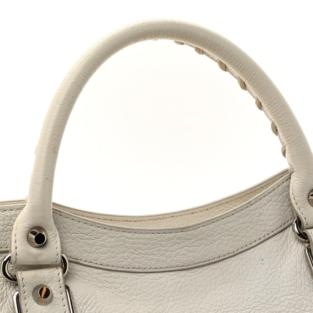 Balenciaga Chevre Silver Metallic Edge Hardware City White