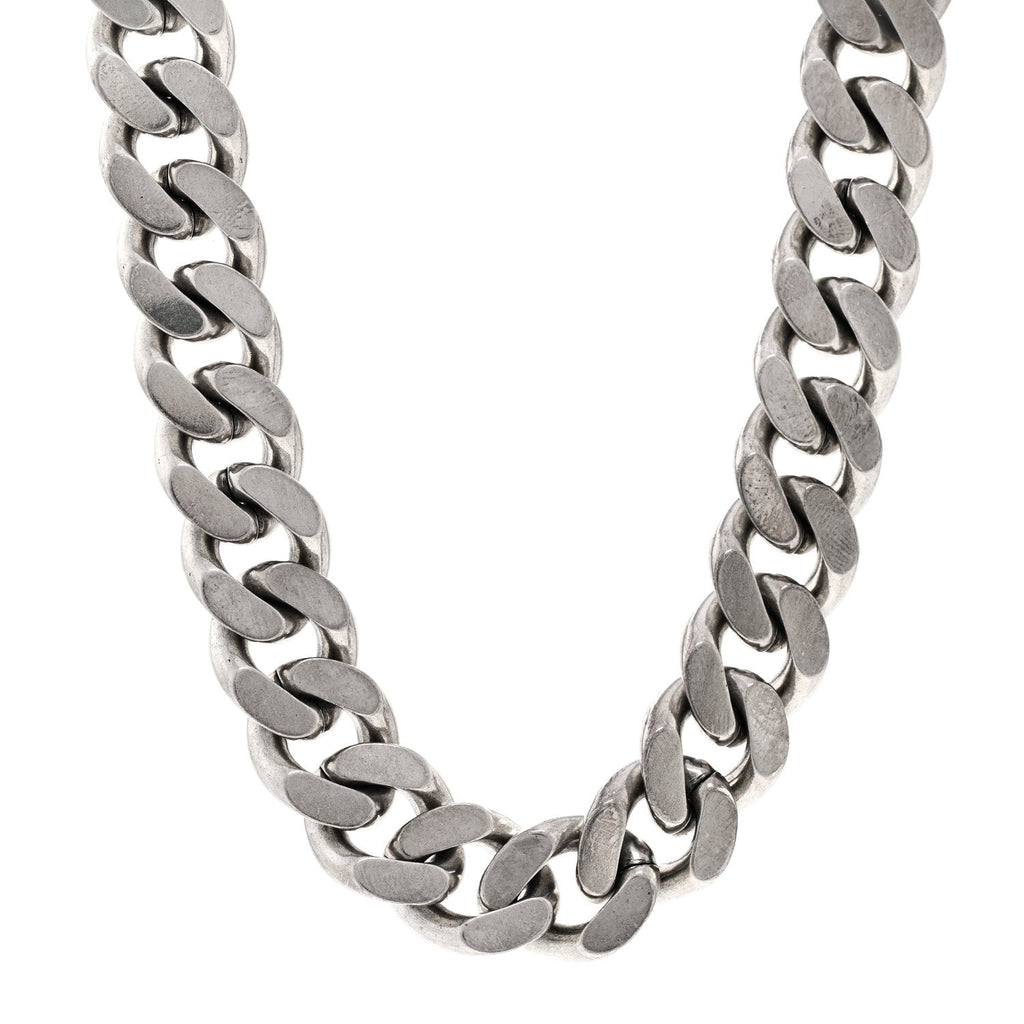 Saint Laurent Metal Curb Chain Necklace Oxidized Silver