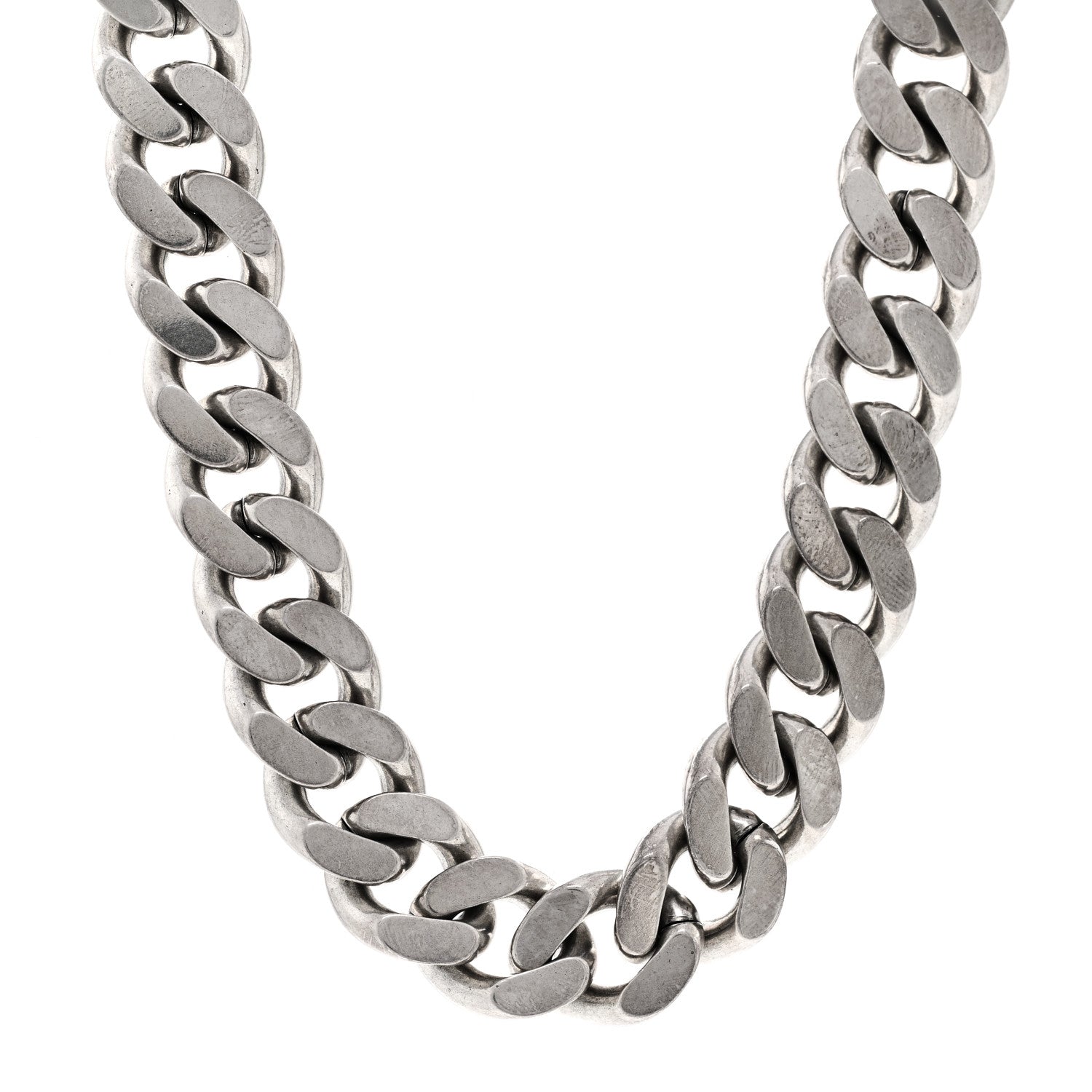Saint Laurent Metal Curb Chain Necklace Oxidized Silver