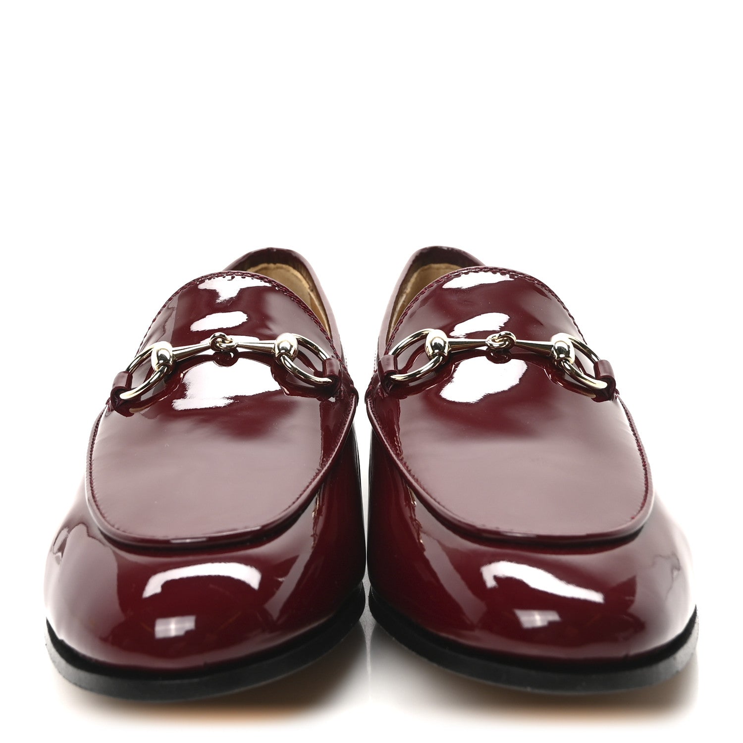 Gucci Vitello Vernice Soft Nappa Womens Jordaan Loafers 36 Rosso Ancora
