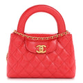 Chanel Shiny Aged Calfskin Quilted Nano Kelly Shopper Red