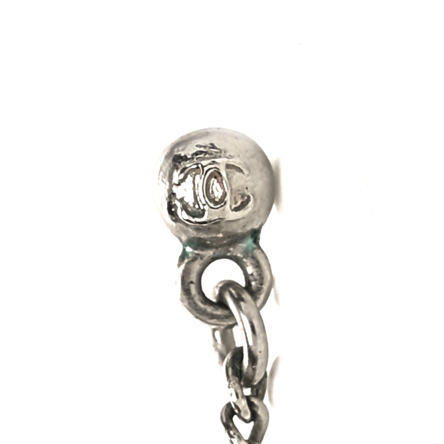 Chanel Crystal Baguette CC Drop Earrings Silver