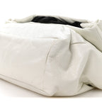Balenciaga Arena Calfskin Nylon Medium Monaco Chain Shoulder Bag Optic White