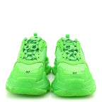 Balenciaga Fabric Mesh Clear Sole Womens Triple S Sneakers 37 Fluo Green