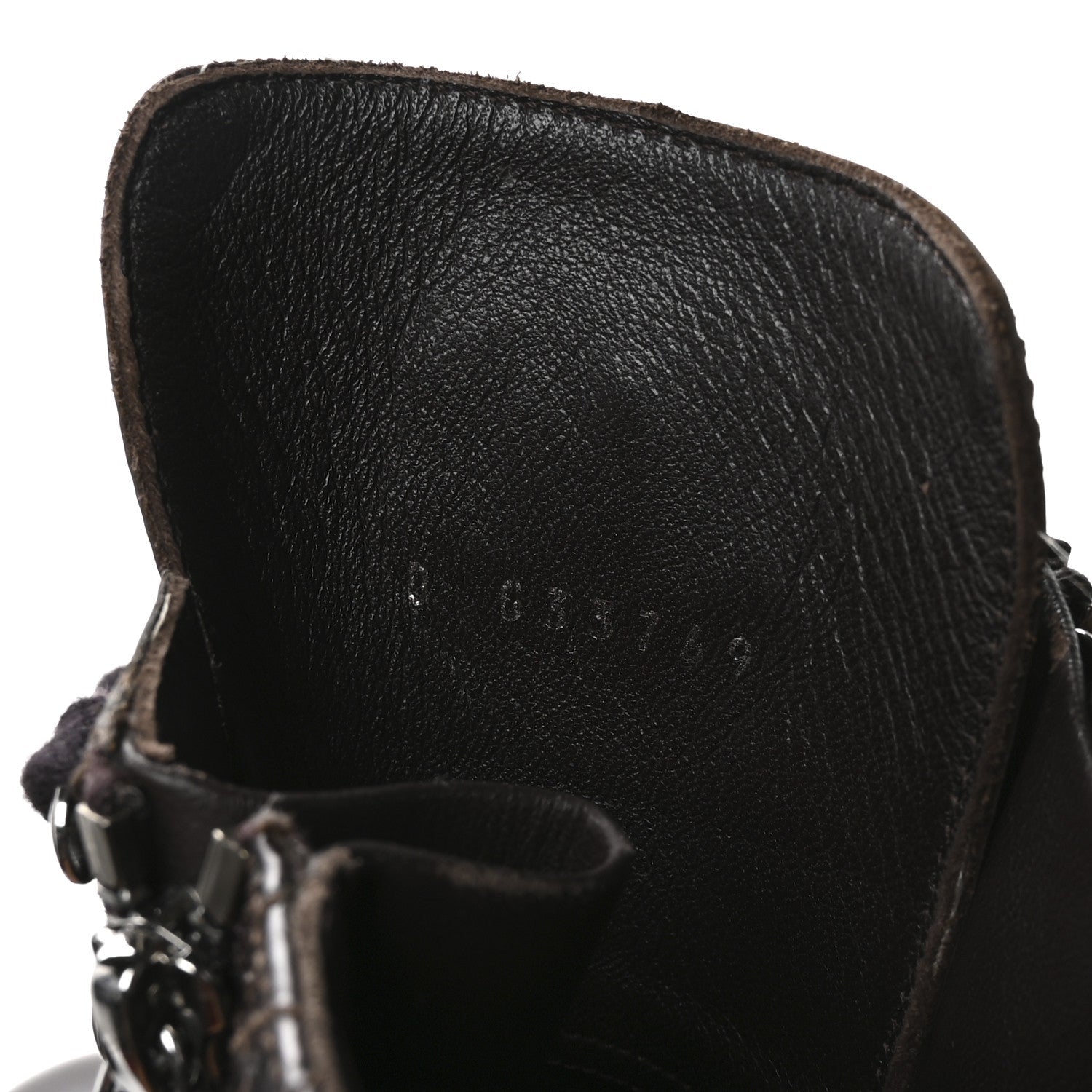 Chanel Shiny Calfskin Quilted CC Lace Up Combat Boots 37.5 Dark Burgundy