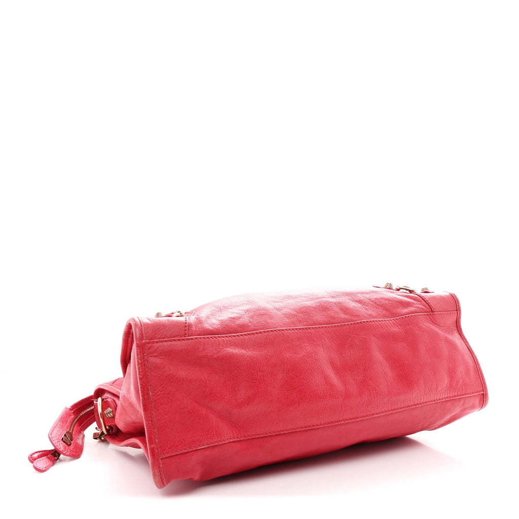 Balenciaga Agneau Giant 12 Rose Gold Hardware City Rouge Coquelicot