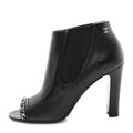 Chanel Lambskin Chain Ankle Boots 38 Black