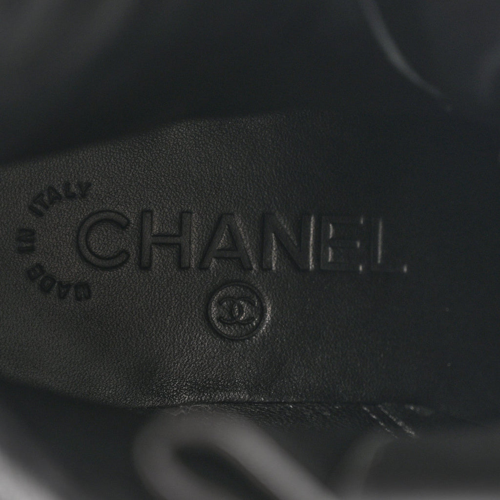Chanel Calfskin Quilted Lace Up Combat Boots 36.5 Black