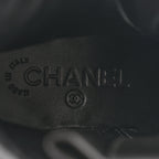 Chanel Calfskin Quilted Lace Up Combat Boots 36.5 Black