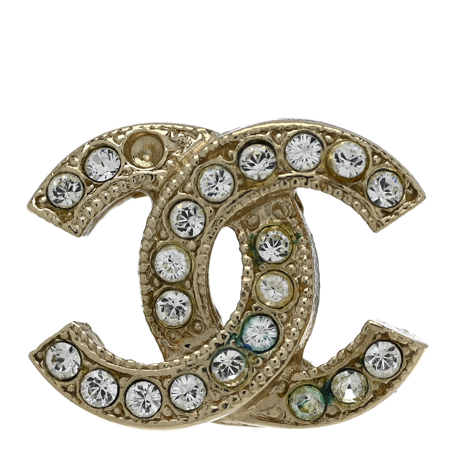 Chanel Crystal CC Earrings Gold