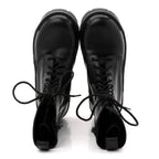 Balenciaga Calfskin Womens Bulldozer Lace Up Boots 37 Black