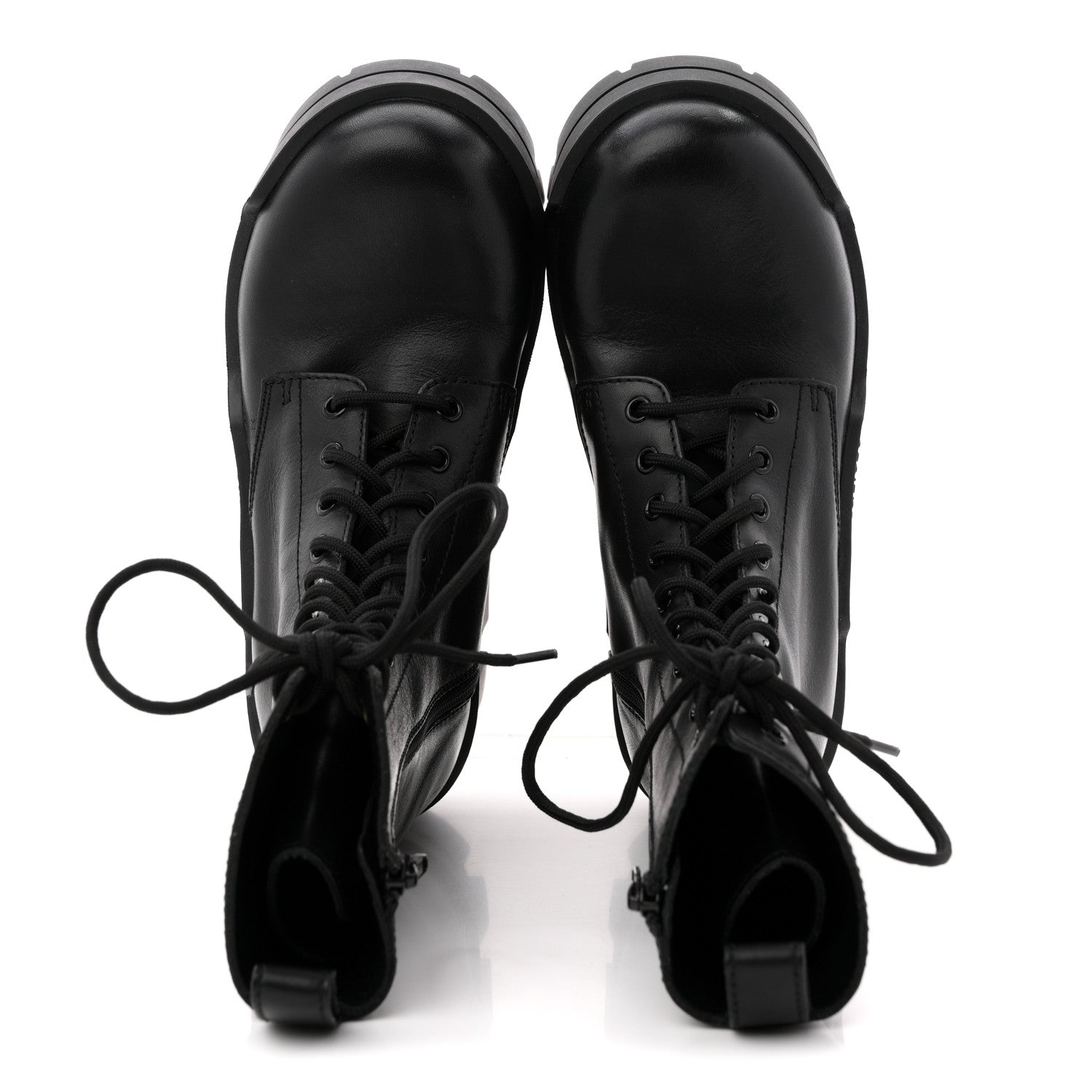 Balenciaga Calfskin Womens Bulldozer Lace Up Boots 37 Black