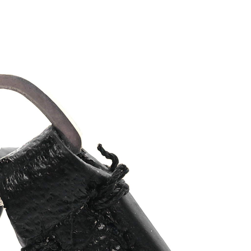 Balenciaga Grained Calfskin Miami Logo Cash Coin Card Holder On Keychain Black