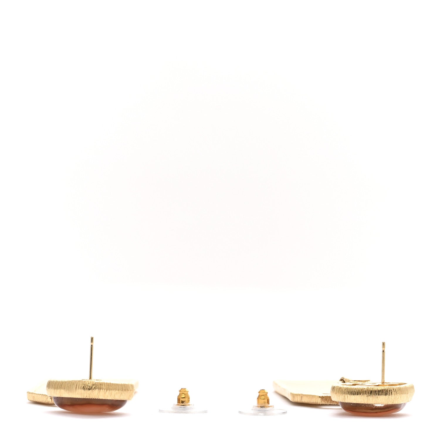Chanel CC Tags Drop Earrings Gold Pink