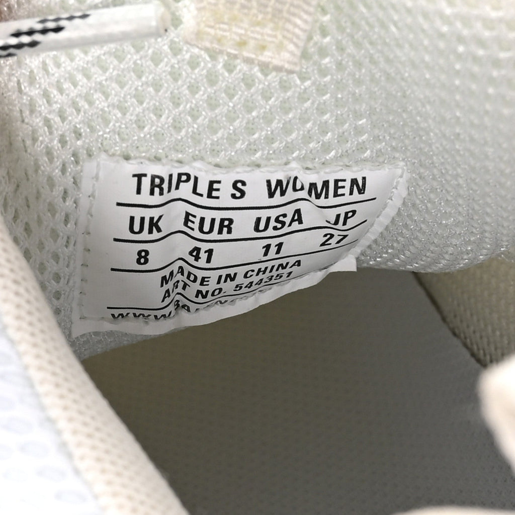 Balenciaga Fabric Mesh Clear Sole Womens Triple S Sneakers 41 White