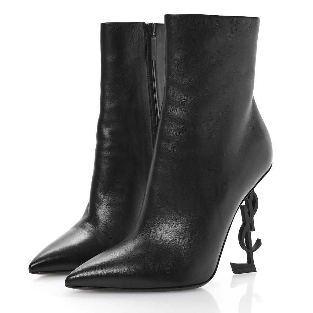 Saint Laurent Calfskin Opyum Ankle Boots 40 Black