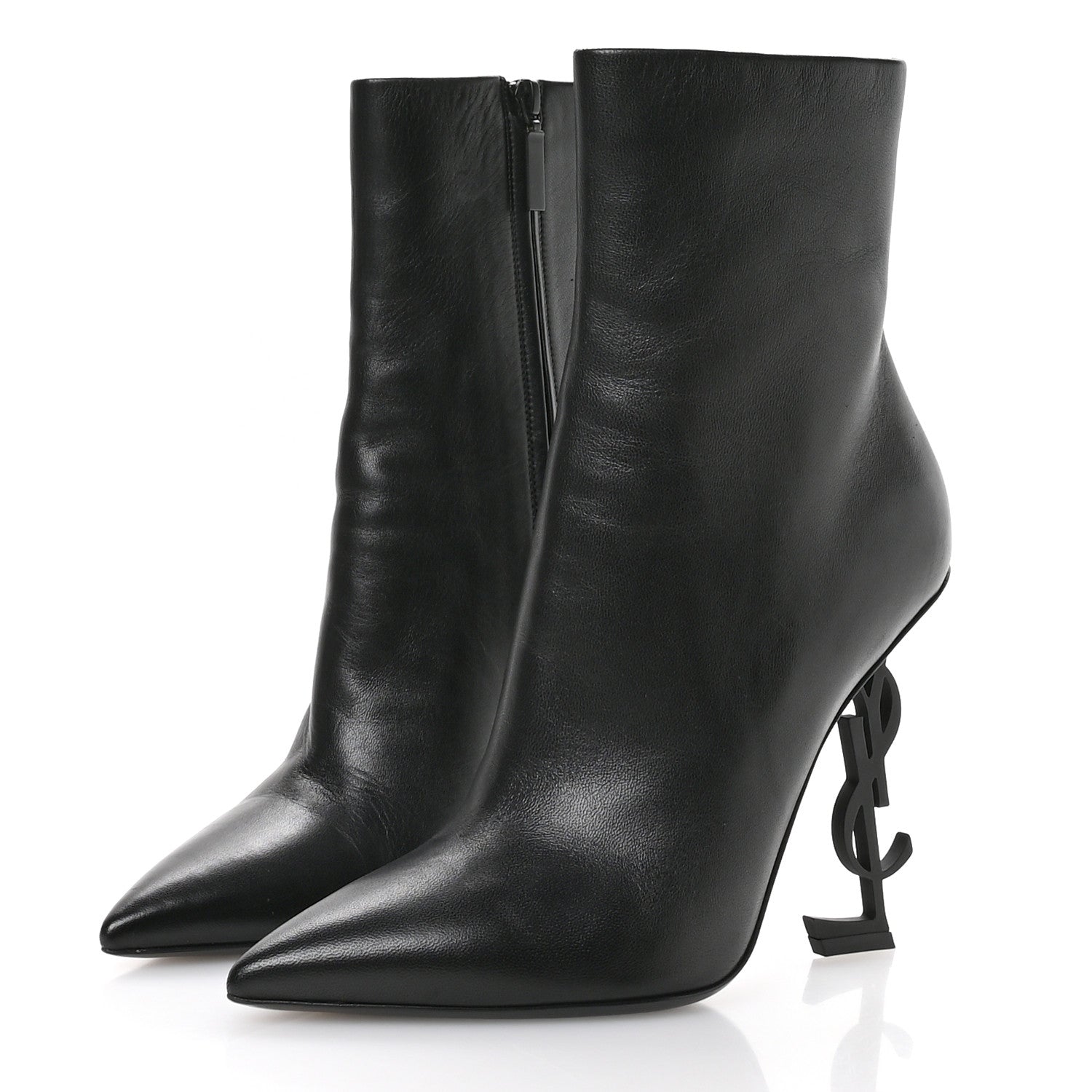 Saint Laurent Calfskin Opyum Ankle Boots 40 Black