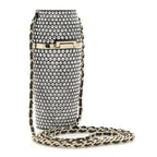 Chanel Metal Resin Lambskin Crystal Lipstick Case Long Necklace On Chain Silver Black Gold