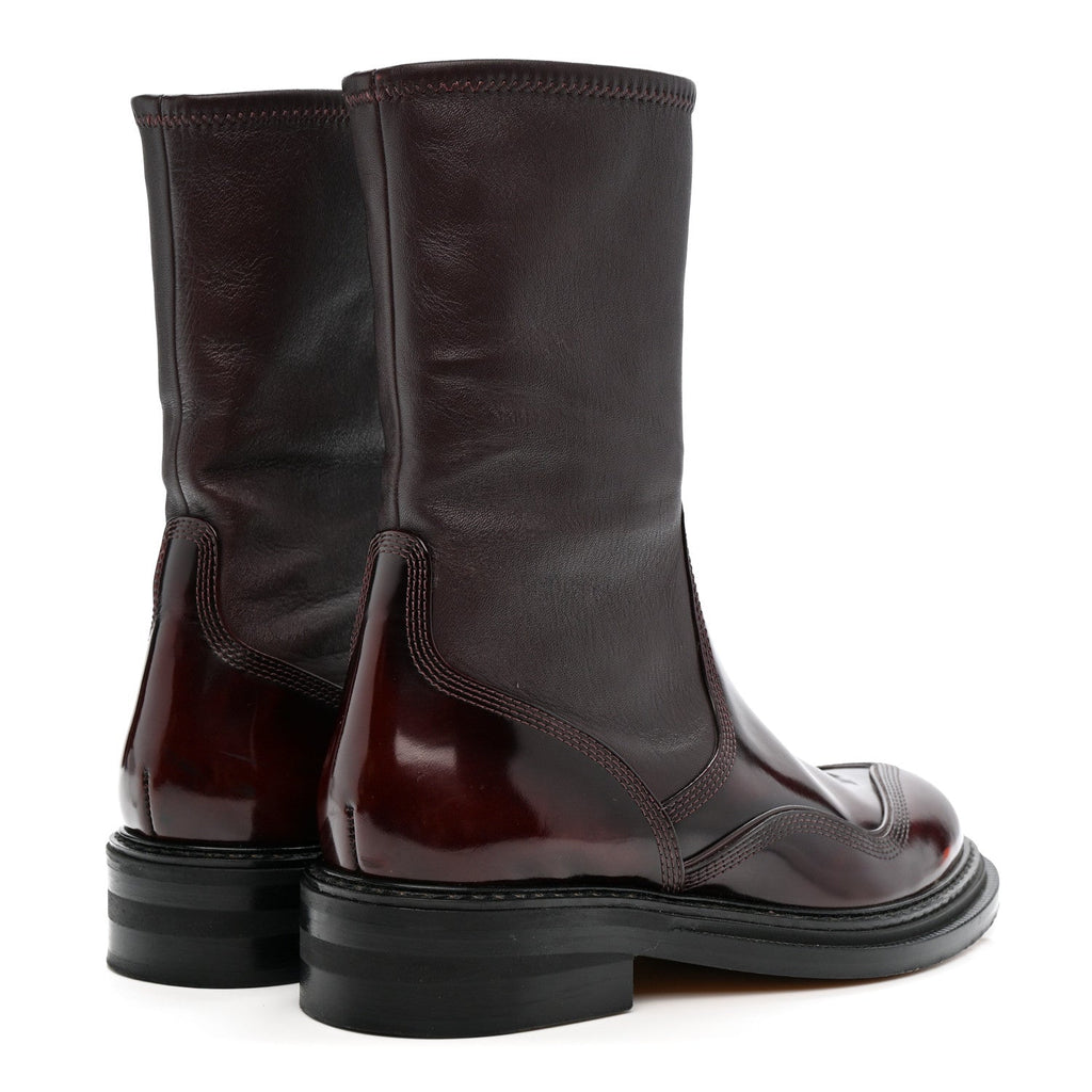 Loewe Patent Lambskin Chelsea Stretch Boots 37 Burgundy