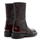 Loewe Patent Lambskin Chelsea Stretch Boots 37 Burgundy