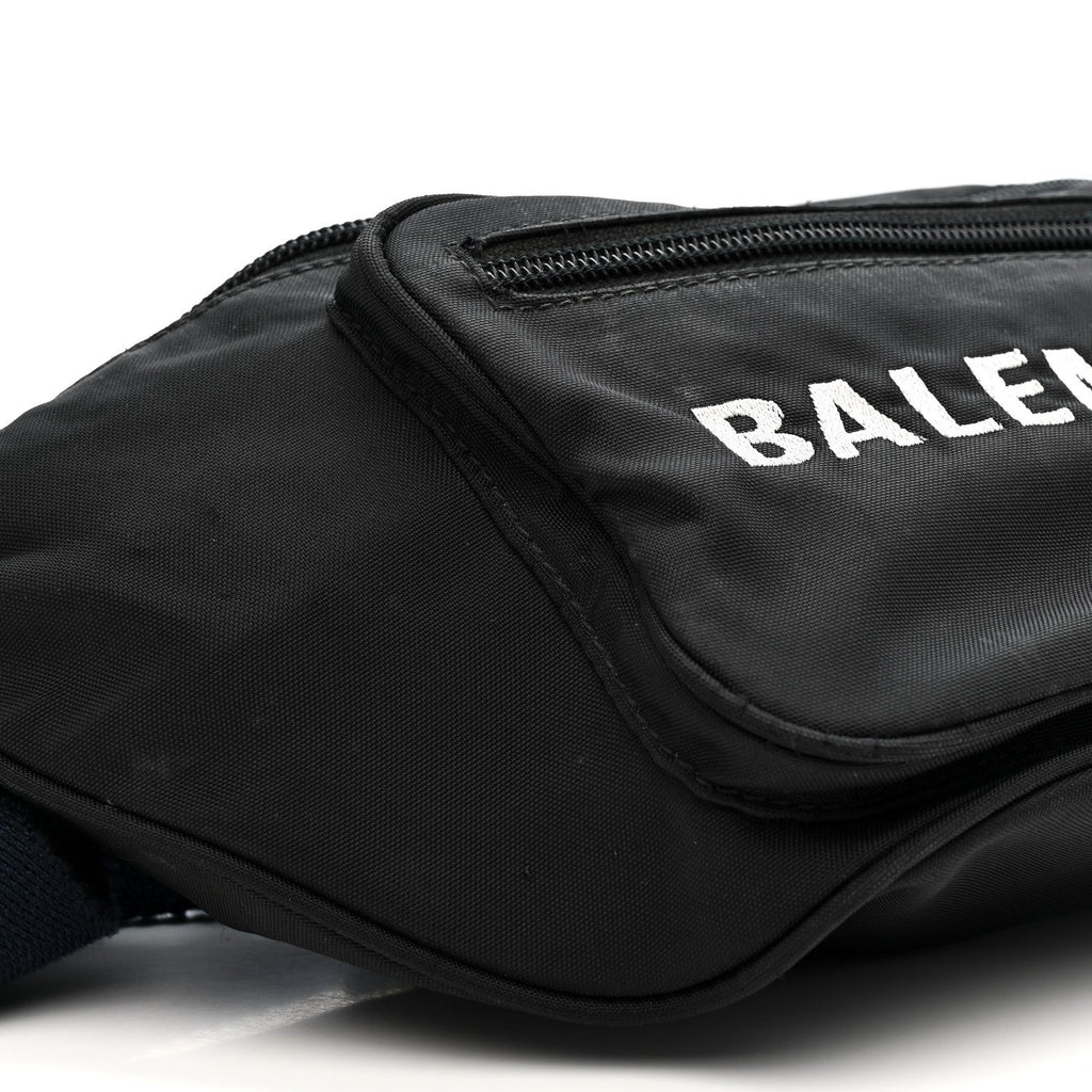 Balenciaga Recycled Sport Nylon Logo Embroidered Wheel Beltpack Black