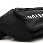 Balenciaga Recycled Sport Nylon Logo Embroidered Wheel Beltpack Black