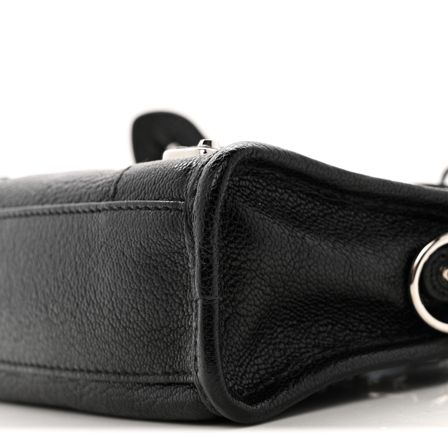 Balenciaga Chevre Silver Metallic Edge Hardware Nano City Black